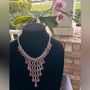 LUCKY BRAND Silver and Red Statement Necklace